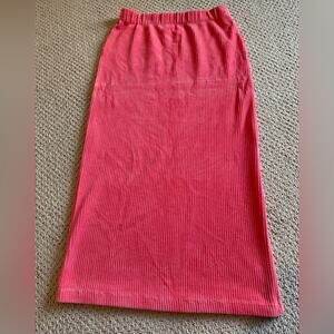 Free People Women's Midi Ribbed Skirt Vibrant Coral Size Medium Summer Beach